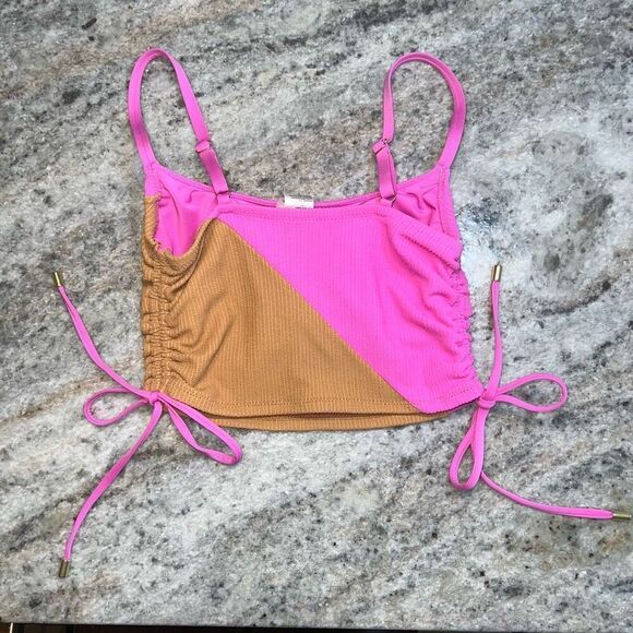 Sanctuary Balancing Act Shirred-Side Cropped Pink Aura Tankini Top Women's XS - Picture 6 of 12